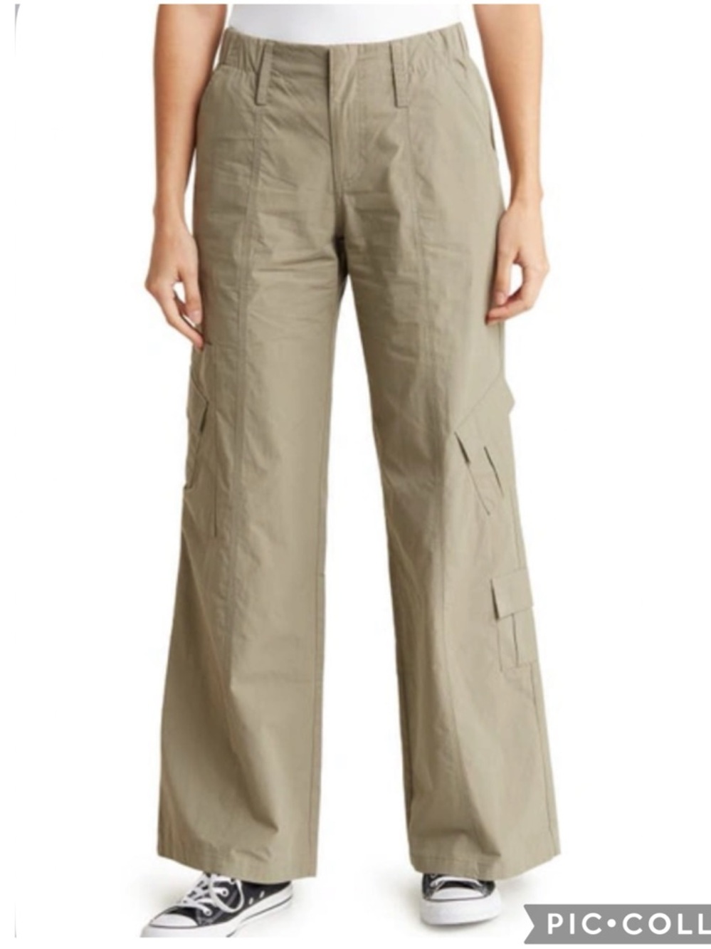 NWT Elodie Low Rise Cotton Cargo Pants in Olive Green - Picture 1 of 13